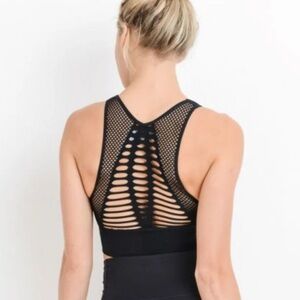 Slightly Buddha Warrior Bra- Seamless Cutout Mesh Bralette - Red and Blue